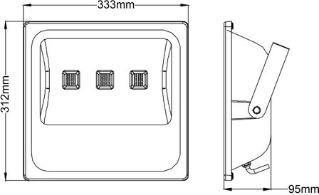 Breedstraler Slim 150W warm-wit 3000K afmetingen