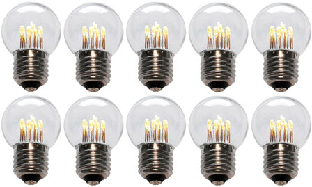 10 stuks LED Lamp E27 1W G45 Warm-wit 2700K - speciaal voor prikkabel bulk