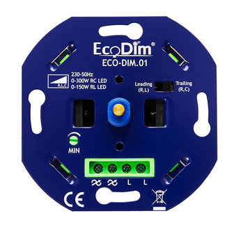 ECODIM LED Dimmer 0-300 Watt | Fase aan- en afsnijding | Universeel