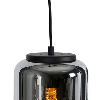 Moderne hanglamp zwart met smoke glas | set van 2