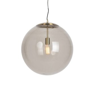 Moderne hanglamp messing met smoke glas 50 cm - Ball
