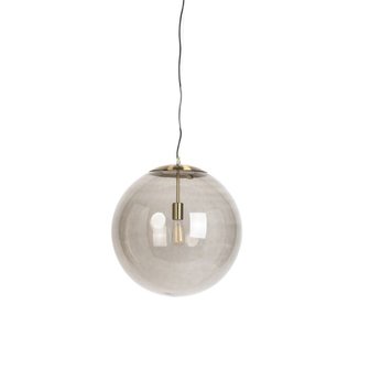 Moderne hanglamp messing met smoke glas 50 cm - Ball