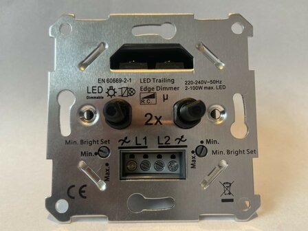 Duo LED Dimmer 2x 0-100W (Fase-afsnijding) 
