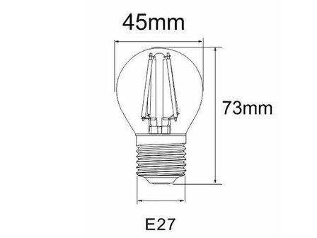LED Filament kleine bol E27 2W 2200K Helder (G45)