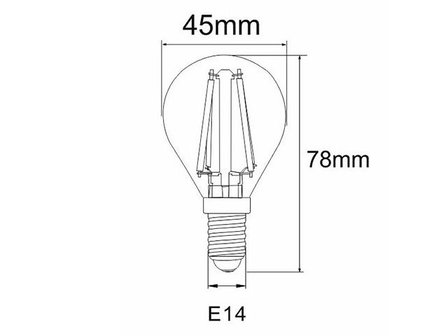 LED Filament kleine bol E14 4W 2200K Helder (G45)