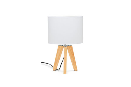 Schemerlamp Hout Witte Kap 42CM