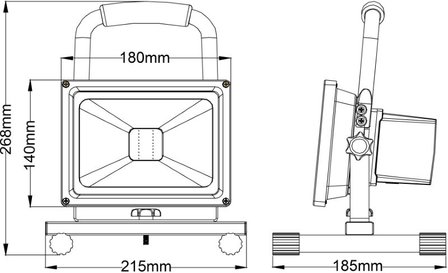 LED Floodlight Bouwlamp op Accu 20W