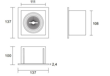 Led inbouw spot armatuur - 1x AR70 Wit | Opbouw