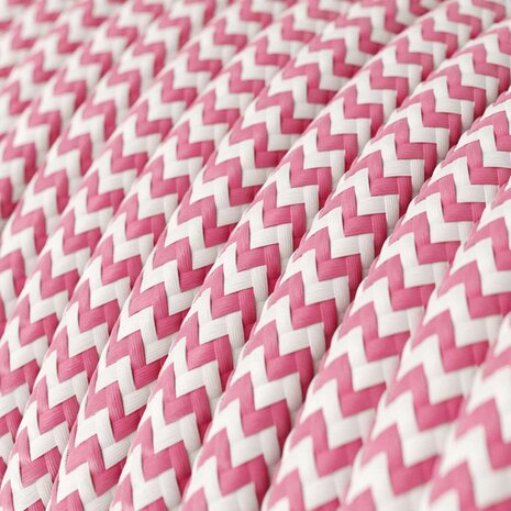 Strijkijzersnoer ThatsCreatief+ ZigZag fuchsia-wit detail