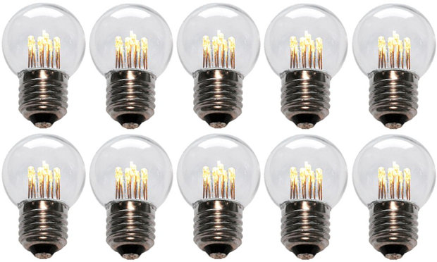 10 stuks LED Lamp E27 1W G45 Warm-wit 2700K - speciaal voor prikkabel bulk