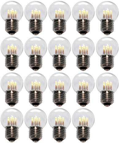 19 stuks LED Lamp E27 1W G45 Warm-wit 2700K - speciaal voor prikkabel bulk
