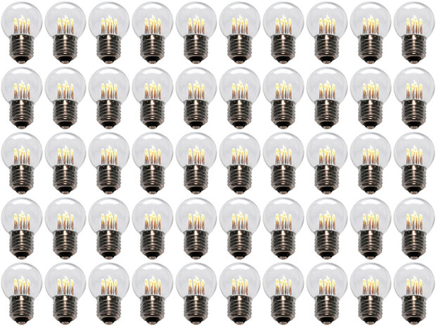 50 stuks LED Lamp E27 1W G45 Warm-wit 2700K - speciaal voor prikkabel bulk