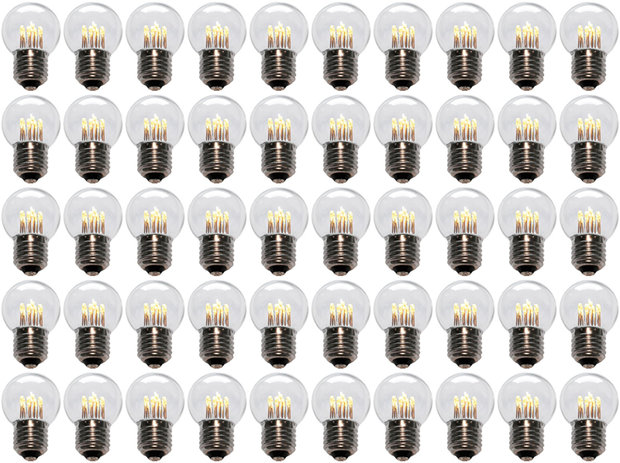 50 stuks LED Lamp E27 1W G45 Warm-wit 2700K - speciaal voor prikkabel bulk