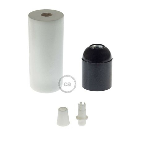 Houten E27 fittinghouder kit | Wit | voor XL strijkijzersnoer | (16mm)