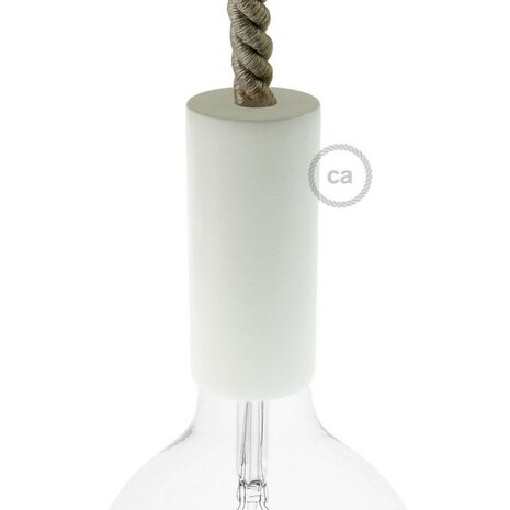 Houten E27 fittinghouder kit | Wit | voor XL strijkijzersnoer | (16mm)