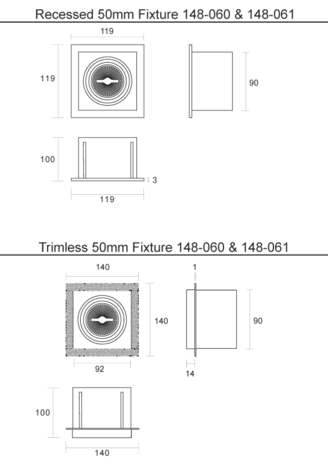 Trimless LED inbouwspot (armatuur) zwart | 1x GU10 / MR16