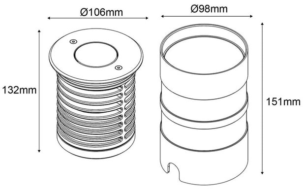 Grondspot 106mm richtbaar | 9W 3000K | Dimbaar