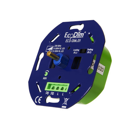 ECODIM LED Dimmer 0-300 Watt | Fase aan- en afsnijding | Universeel