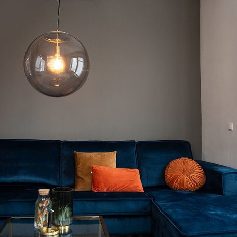 Moderne hanglamp messing met smoke glas 50 cm - Ball