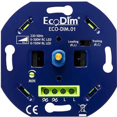 ECODIM LED Dimmer 0-300 Watt | Fase aan- en afsnijding | Universeel