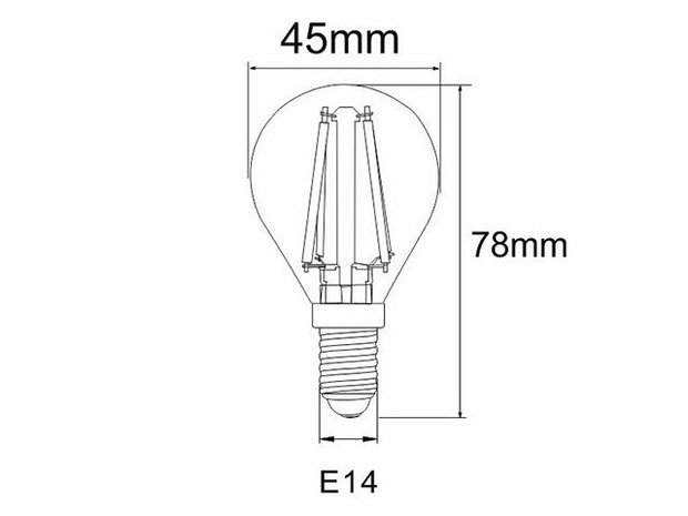LED Filament kleine bol E14 2W 2700K Helder (G45)