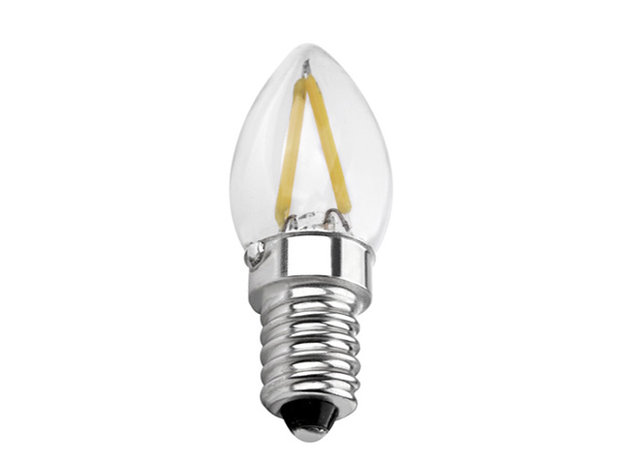 LED Filament MINI Kaarslamp (C7) E14 1W 2700k Helder