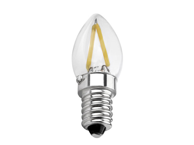 LED Filament MINI Kaarslamp (C7) E14 1W 2200k Helder