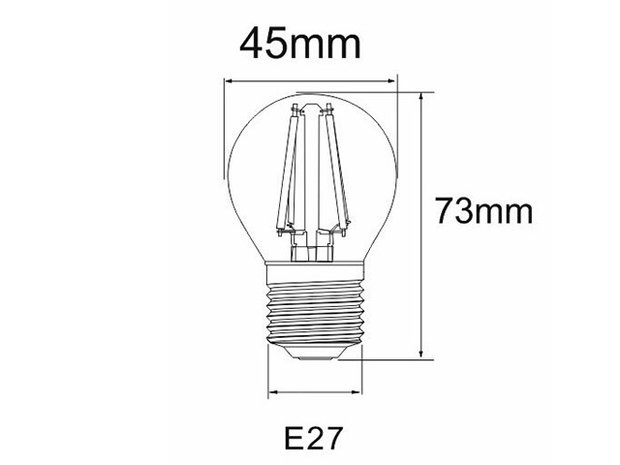 LED Filament kleine bol E27 2W 2700K Mat (G45)