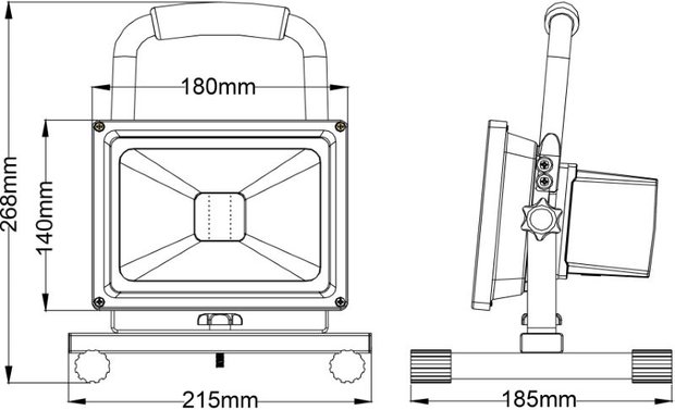 LED Floodlight Bouwlamp op Accu 20W