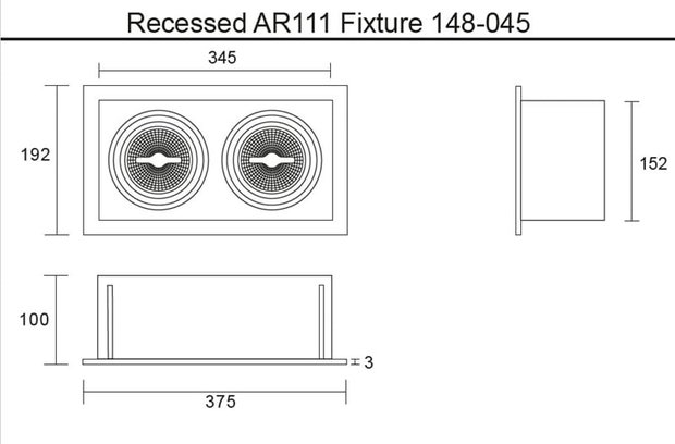 Led inbouw spot armatuur - 2x AR111 Zwart | Verzonken