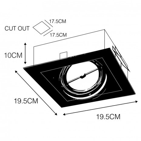 Led inbouw spot armatuur - 1x AR111/ES111 zwart | Verzonken