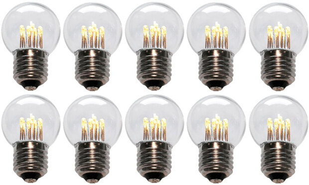 10 stuks LED Lamp E27 1W G45 Warm-wit 2700K - speciaal voor prikkabel bulk