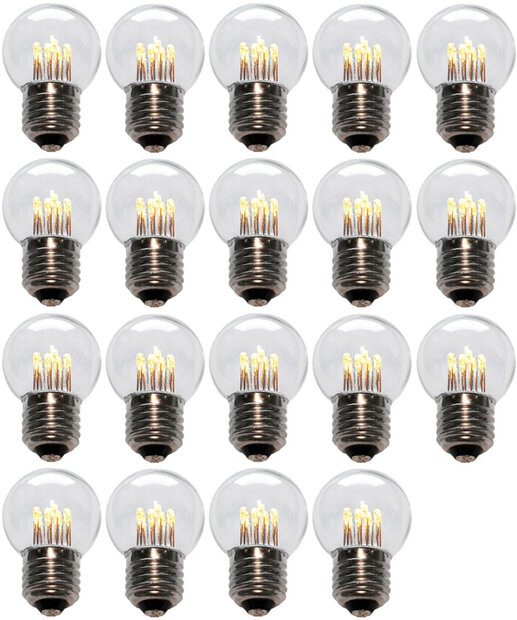 19 stuks LED Lamp E27 1W G45 Warm-wit 2700K - speciaal voor prikkabel bulk