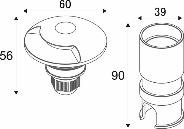 Grondspot Padverlichting Enkelzijdig 60 mm | 2.4W 3000K (24V)