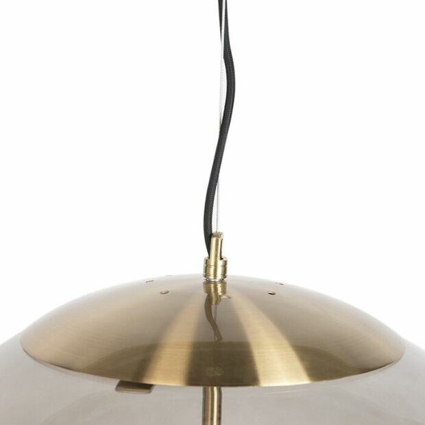 Modern Pendant Lamp Brass with Smoked Glass 50 cm - Ball