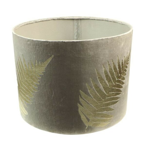Ronde lampenkap met print - 42x42x32 - Lichtgrijs/Goud - Velvet
