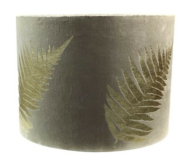 Ronde lampenkap met print - 42x42x32 - Lichtgrijs/Goud - Velvet