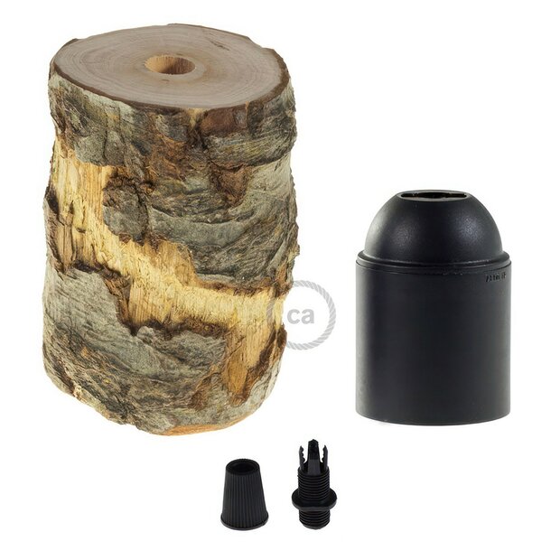 E27 Wood Lamp Holder | Log