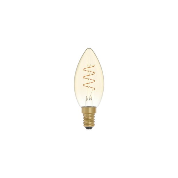 LED Gouden Gloeilamp Carbon Lijn Gebogen Spiraal Filament Kaars C35 2,5W 136Lm E14 1800K Dimbaar - C01