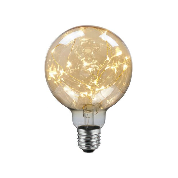 LED Globe G95 Gloeilamp - Duizend Lichten Goud 2W E27 2000K aan