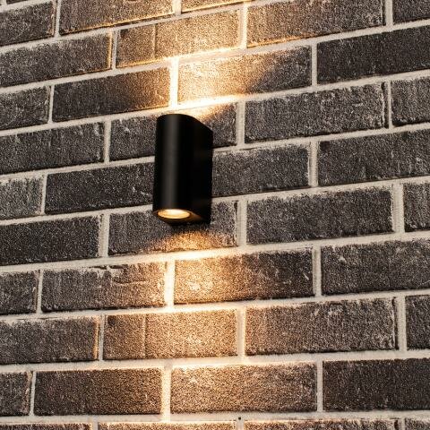 Au&szlig;enwandleuchte ohne Lichtquelle 2xGU10 schwarz