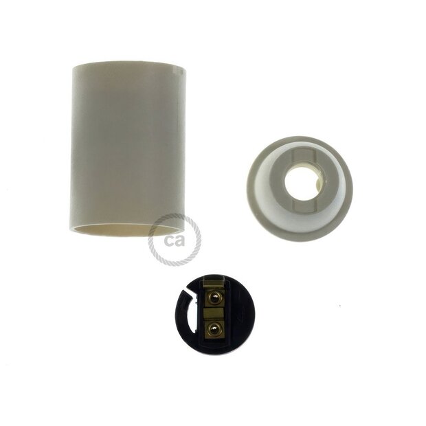 E14 lamp holder in thermoplastic material white