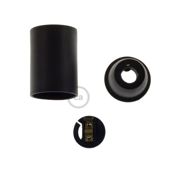 E14 lamp holder in thermoplastic material black