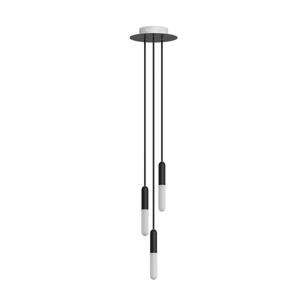 Pendant lamp with 3 pendants and bulbs black &ndash; Made in Italy