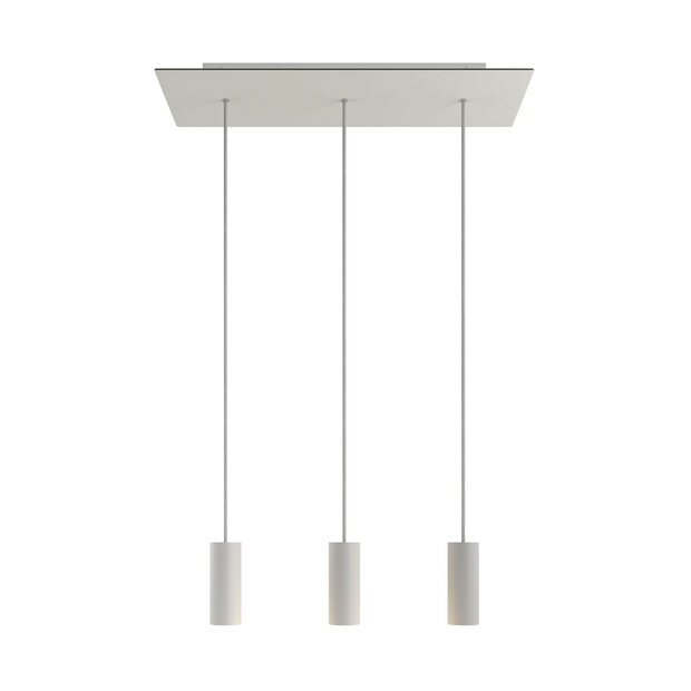 Pendant lamp with 3 pendants and metal shade with bulb Dibond Matte White