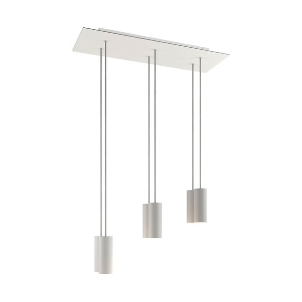 Pendant lamp with 6 pendants and metal shade Dibond Matte White