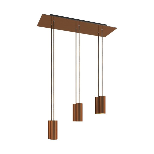 Pendant lamp with 6 pendants and metal shade Satin Copper Dibond