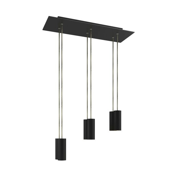 Pendant lamp with 6 pendants and metal shade with bulb Matte Black Dibond