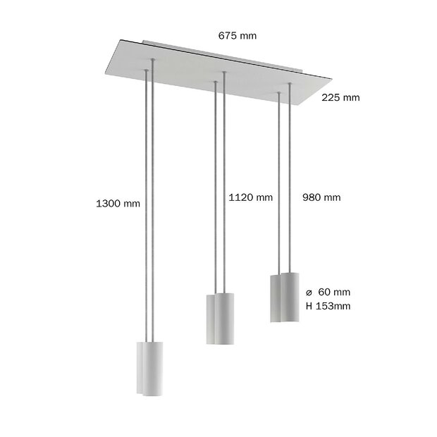 H&auml;ngeleuchte mit 6 Pendeln und Metall-Lampenschirm Mit Lampe Satin-Kupfer Dibond