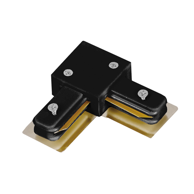 L-connector | 1-fase rail | Zwart